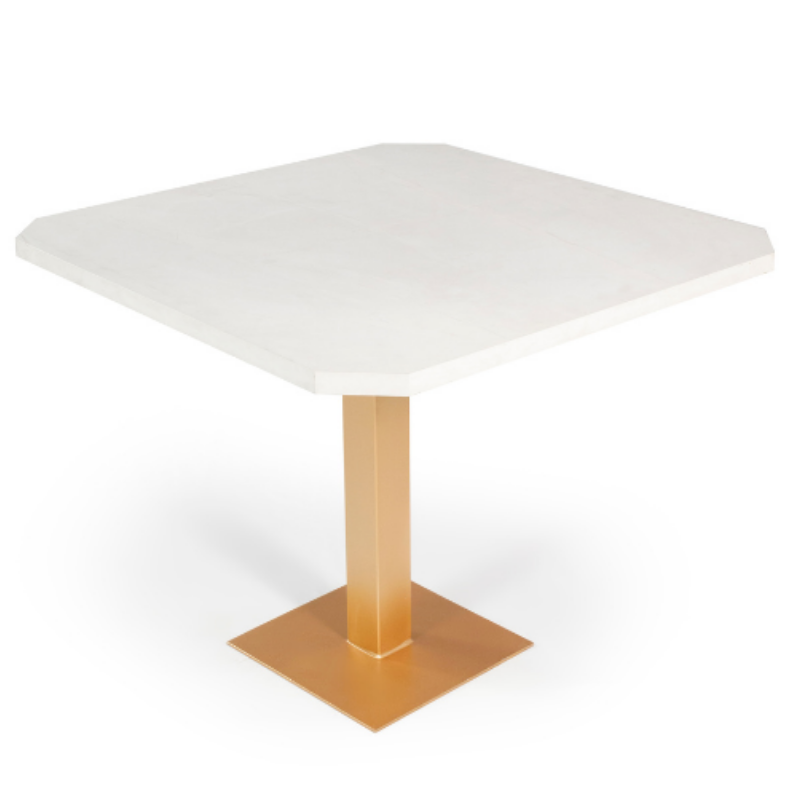 TAMPO MADEIRA QUADRADA BORDA CHANFRADO COM BASE DE FERRO