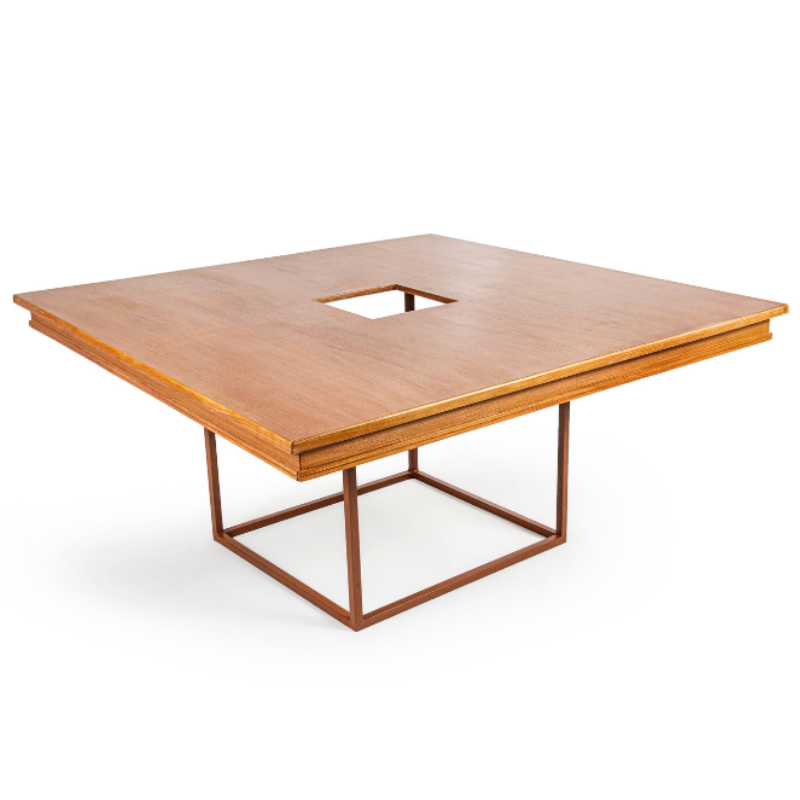 TAMPO QUADRADO VITÓRIA MADEIRA CLARA COM FURO E BASE ARESTA DE FERRO - Imagem 2