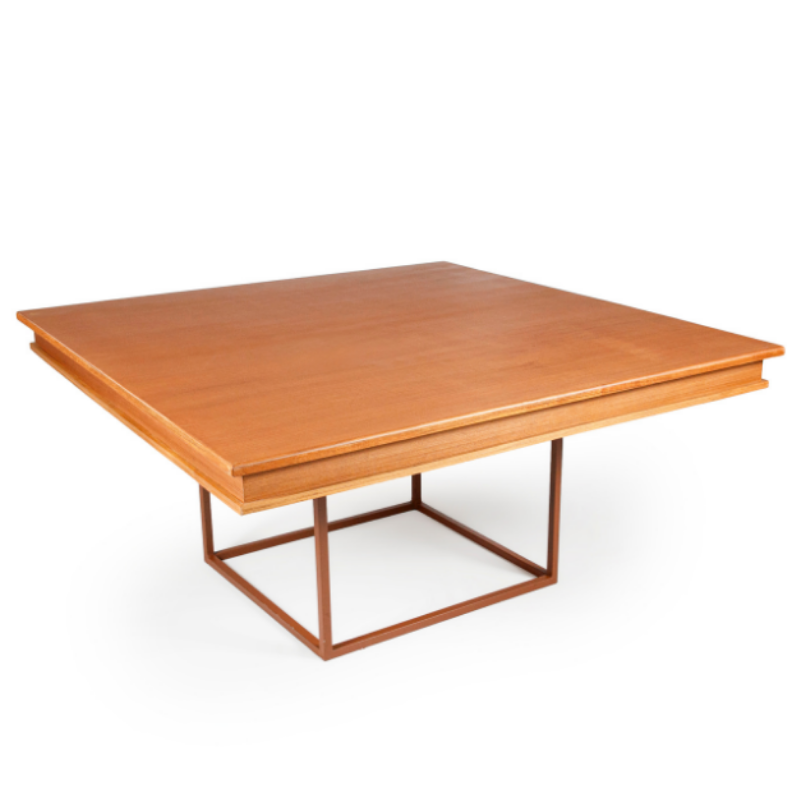 TAMPO QUADRADO VITÓRIA MADEIRA CLARA COM BASE ARESTA - Imagem 2