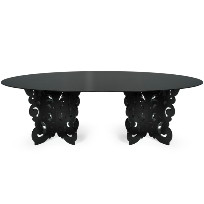 TAMPO VIDRO OVAL FUMÊ COM BASE KOPENHAGEN