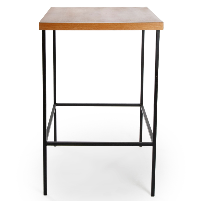 BISTRÔ ALTO QUADRADO COM TAMPO DE MADEIRA