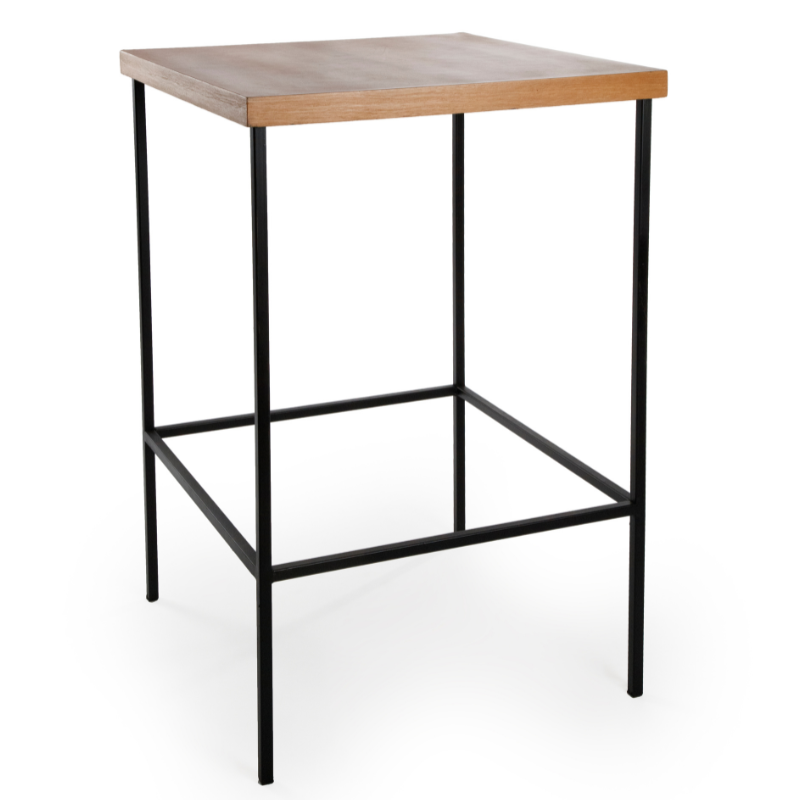 BISTRÔ ALTO QUADRADO COM TAMPO DE MADEIRA - Imagem 2