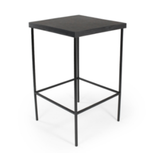 BISTRÔ ALTO QUADRADO FERRO COM TAMPO DE MADEIRA PRETO