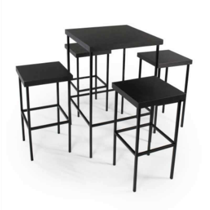 BISTRÔ FERRO ALTA QUADRADA COM BAQUETA ALTA QUADRADA COM TAMPO DE MADEIRA - Imagem 2