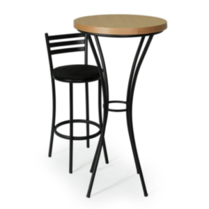 BISTRÔ SPICY FERRO COM TAMPO MADEIRA ALTO, COM BANQUETA SPICY