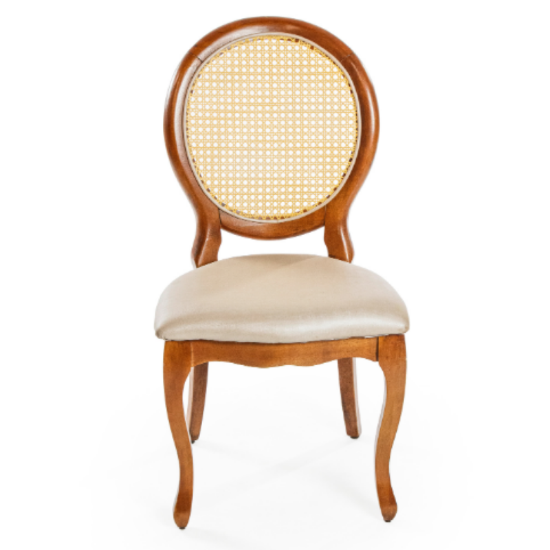 CADEIRA MEDALHÃO MADEIRA ENCOSTO TELADO