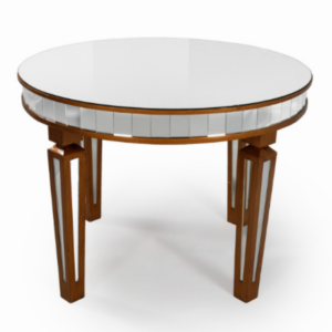 MESA RAFA REDONDA MADEIRA E ESPELHO