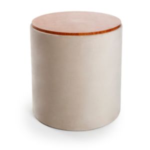 MESA CILINDRO REVESTIDA COM TAMPO DE MADEIRA